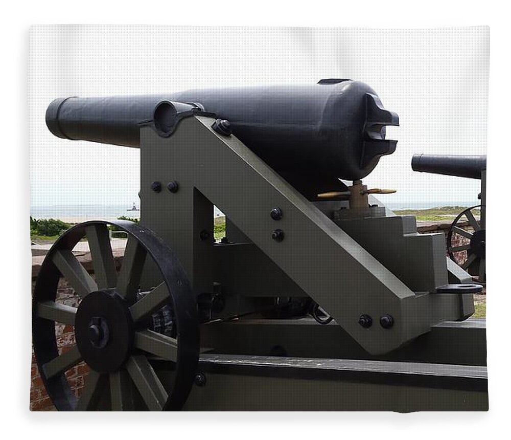 Cannons Fleece Blanket featuring the photograph Fort Macon Cannons 3 by Paddy Shaffer
