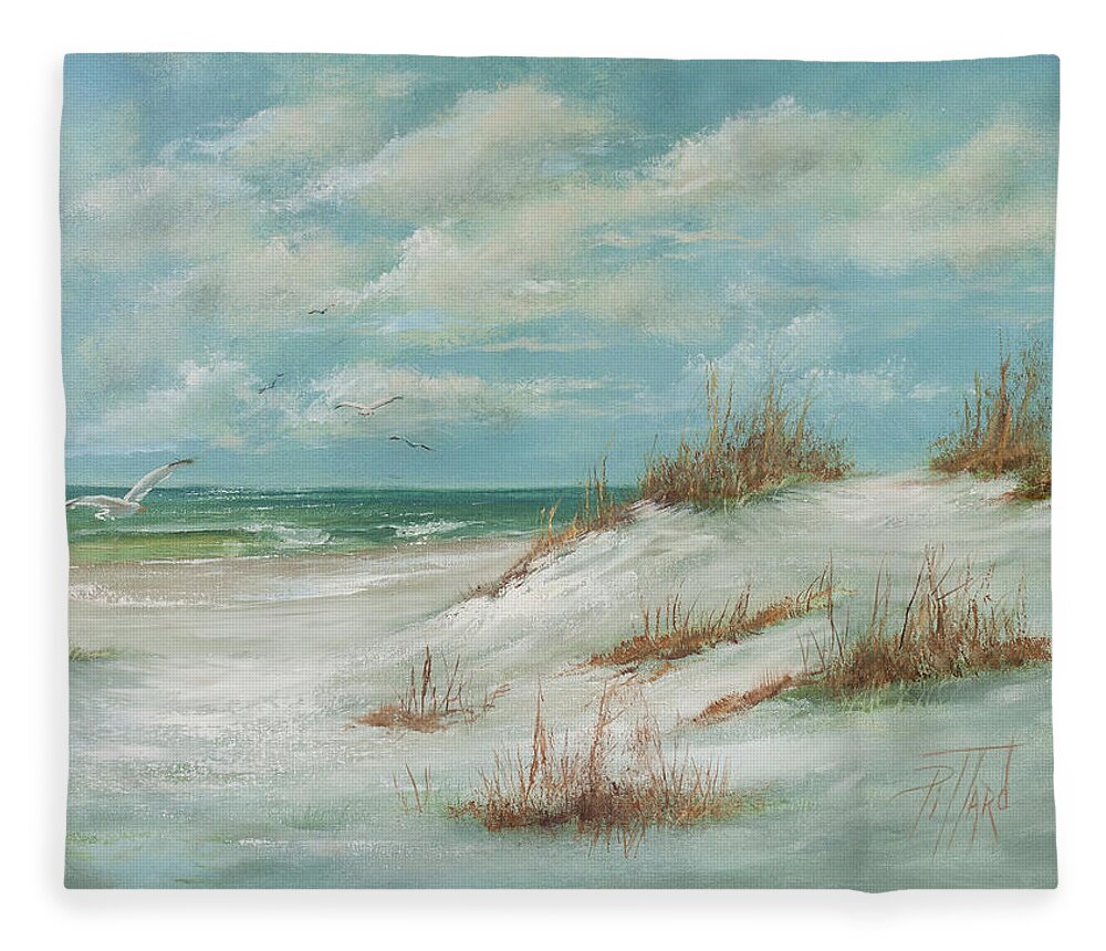  Fleece Blanket featuring the painting Fort Walton Beach by Lynne Pittard