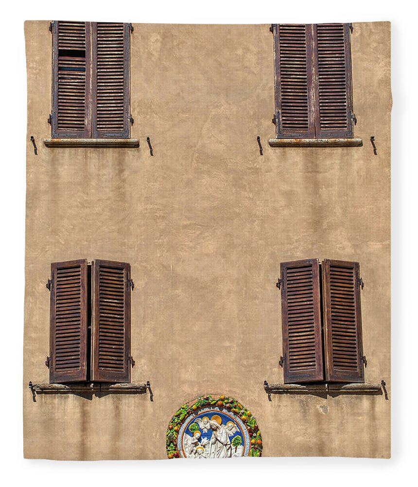 Florence Fleece Blanket featuring the photograph Four Windows of Florence by David Letts