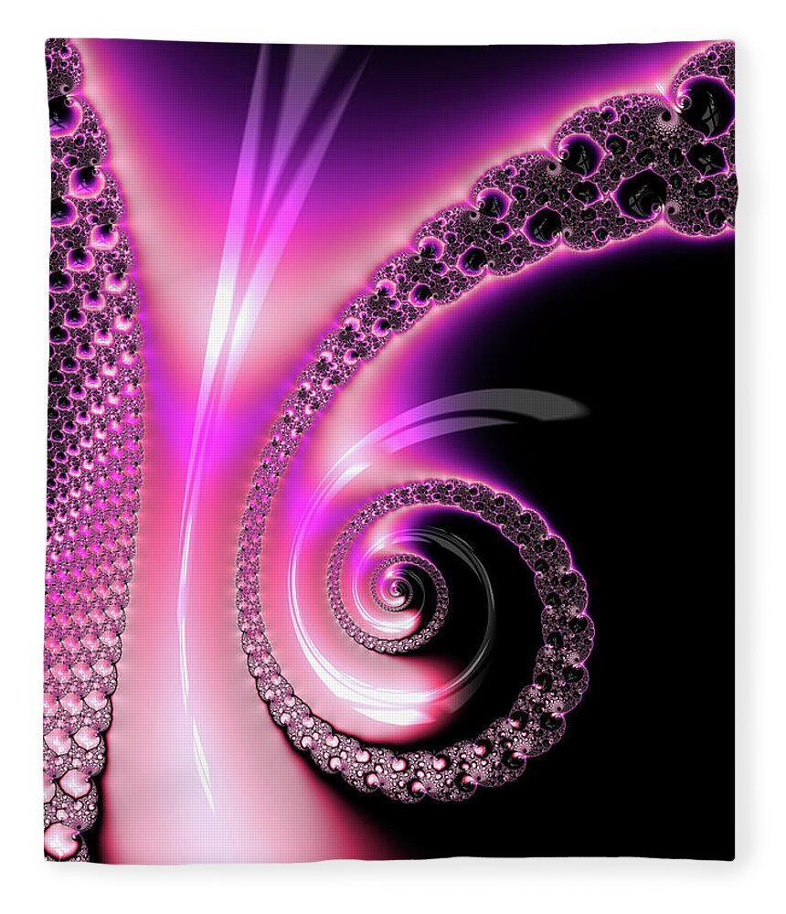 Spiral Fleece Blanket featuring the photograph Fractal Spiral pink purple and black by Matthias Hauser