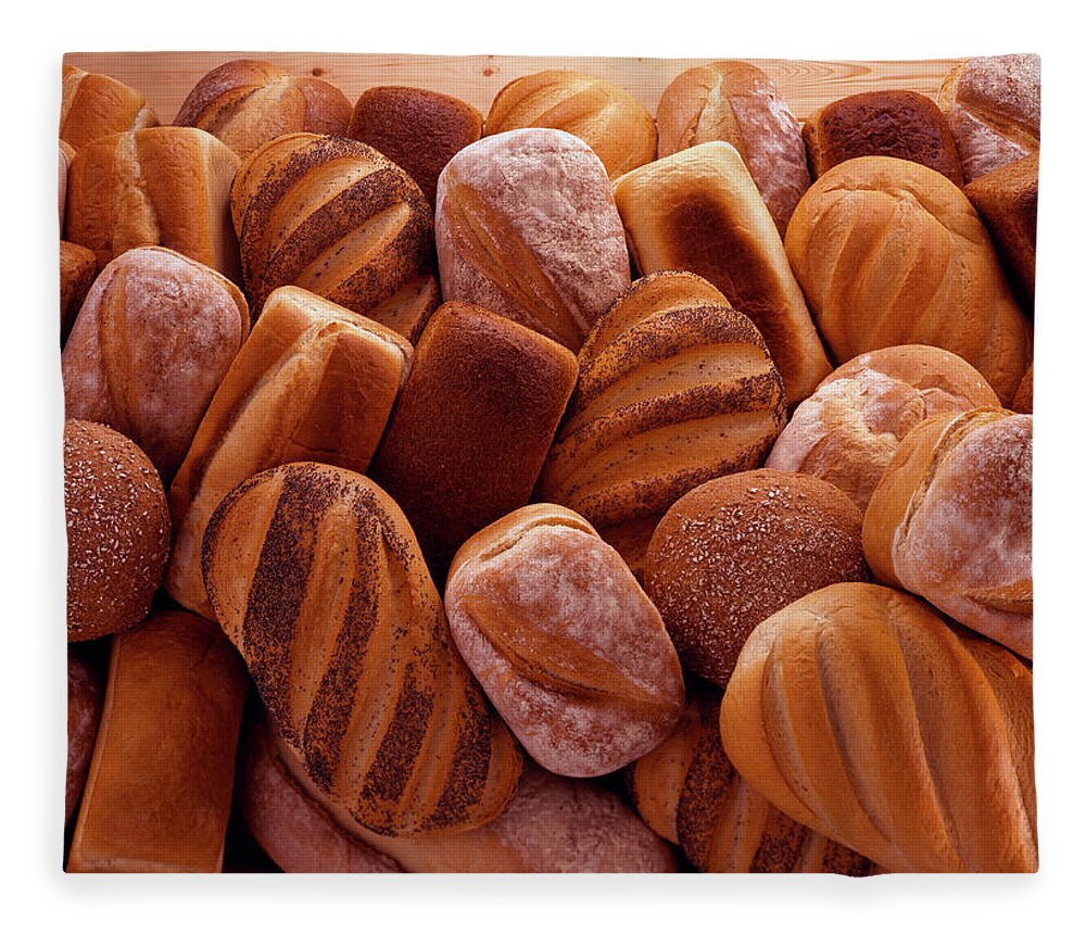 Bun Fleece Blanket featuring the photograph Fresh Bread Loaves by Terry Mccormick