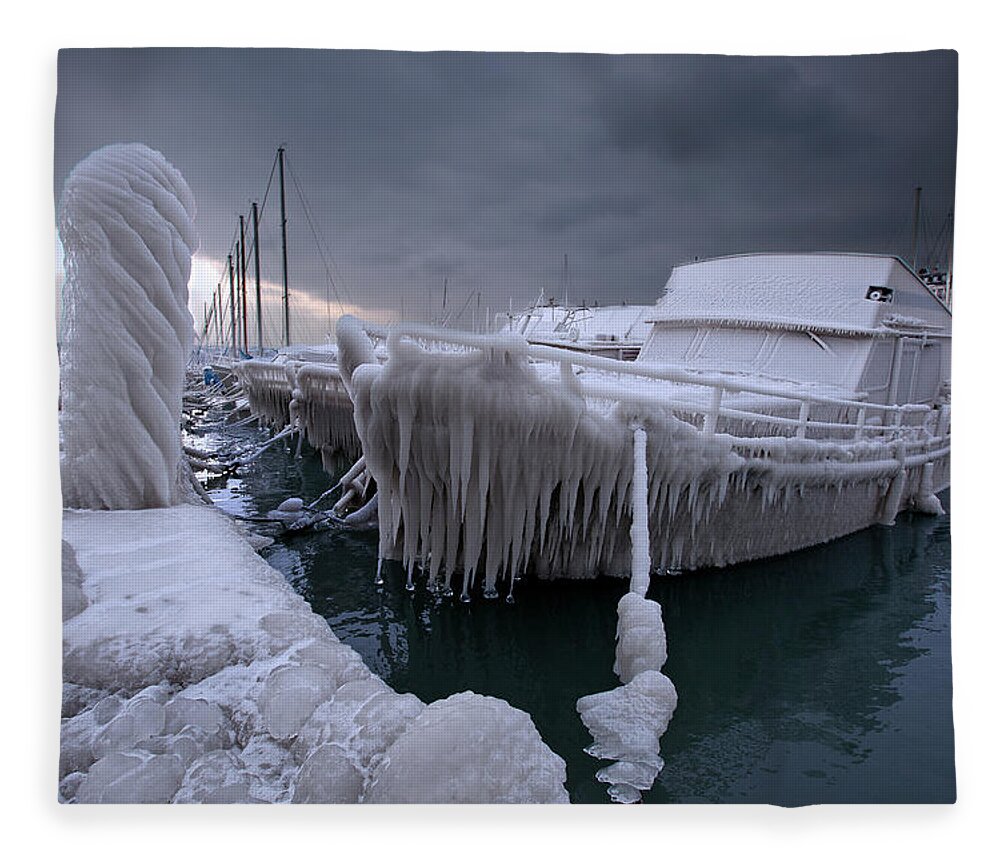 Outdoors Fleece Blanket featuring the photograph Frozen Boat by James Forsyth