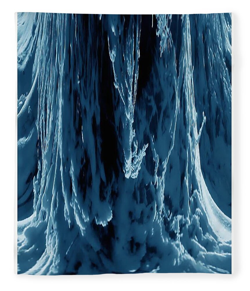 Ice Fleece Blanket featuring the digital art Frozen Falls by Vallee Johnson