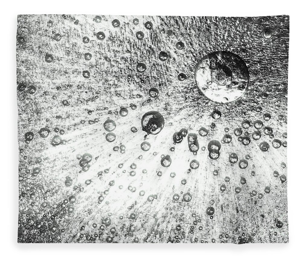 Ice Fleece Blanket featuring the photograph Frozen ice background black and white by Simon Bratt