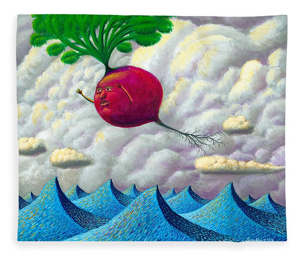 Seascape Fleece Blanket featuring the painting Fruit of the Earth by Sam Hurt
