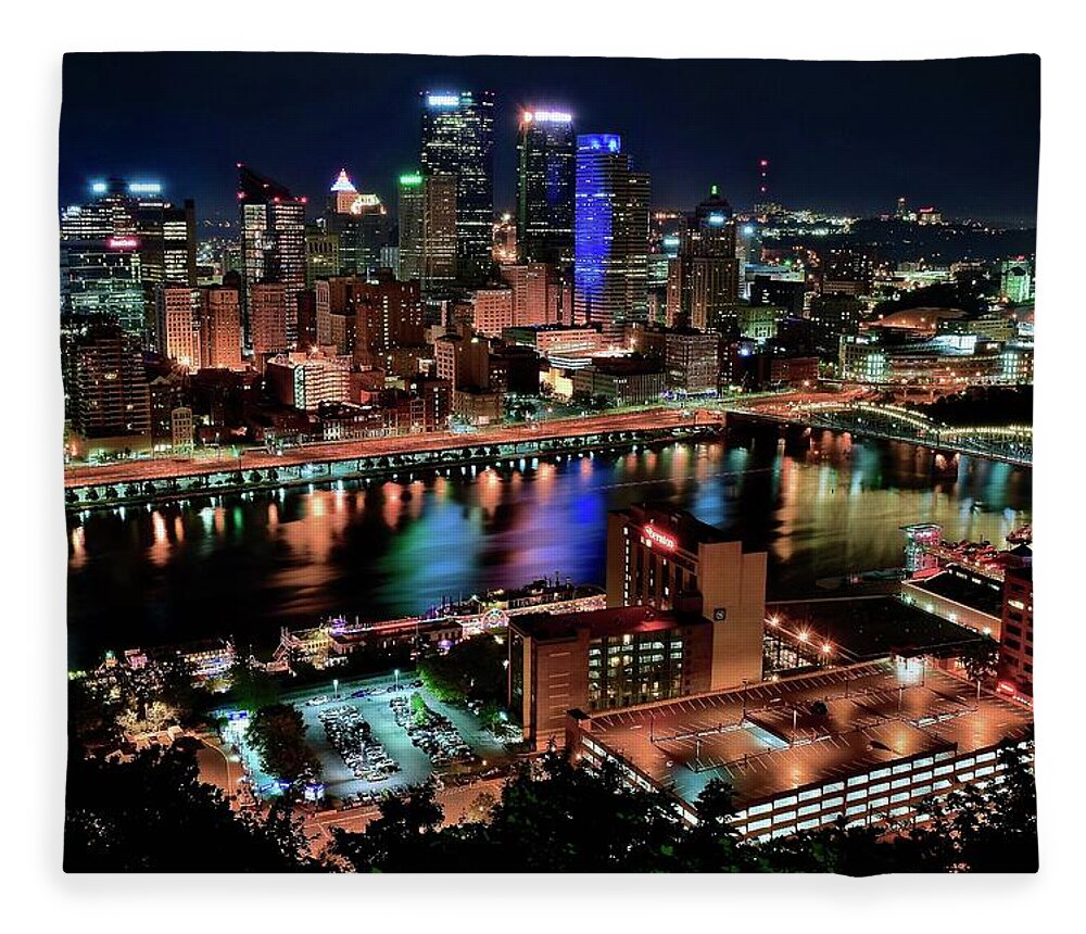 Pittsburgh Fleece Blanket featuring the photograph Full City View in Pittsburgh by Frozen in Time Fine Art Photography