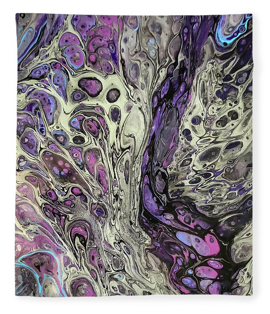 Acrylic Fleece Blanket featuring the painting Fusion of Color by Teresa Wilson
