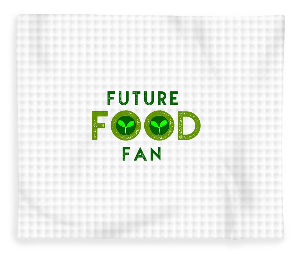  Fleece Blanket featuring the drawing Future Food Fan centered - two greens by Charlie Szoradi