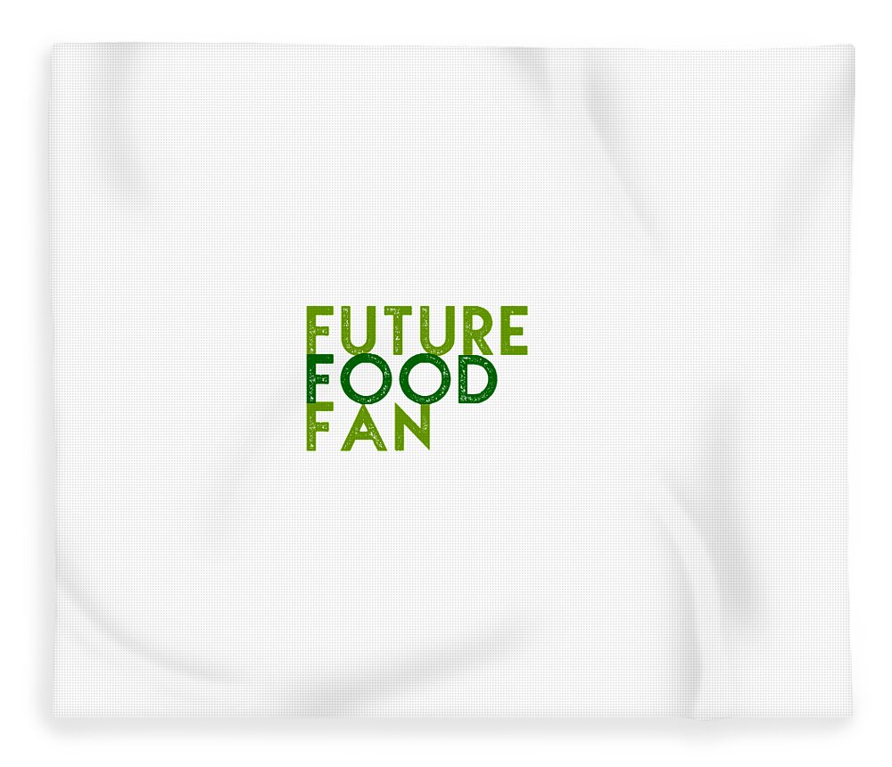  Fleece Blanket featuring the drawing Future Food Fan left justified - two greens by Charlie Szoradi