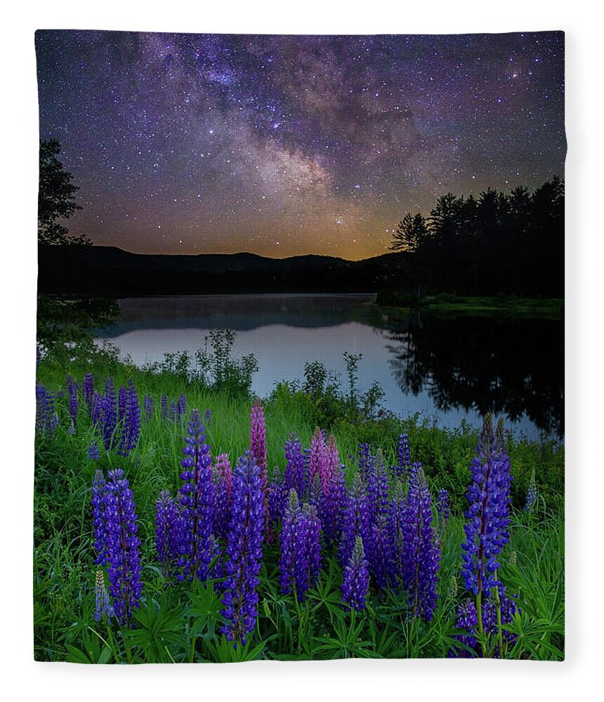 New Hampshire Fleece Blanket featuring the photograph Galactic Lupines by Rob Davies