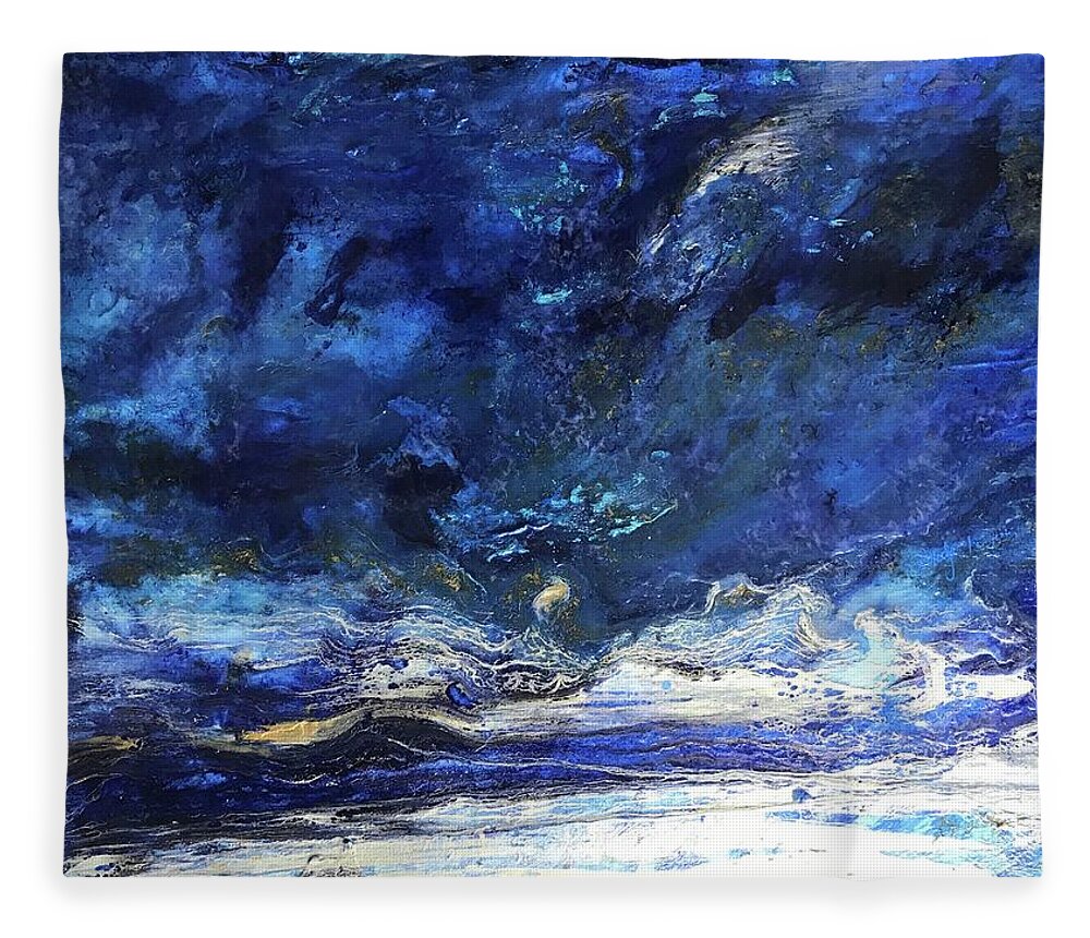 Galaxy Fleece Blanket featuring the painting Galactica by Medge Jaspan