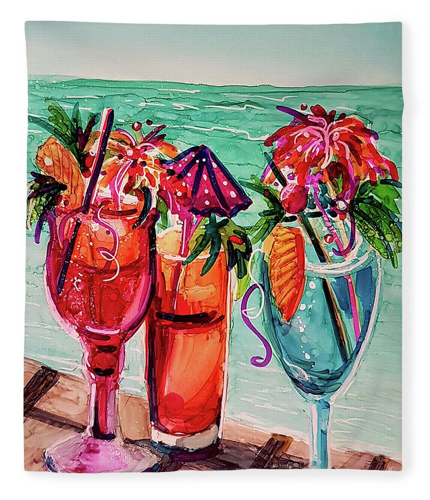 Alcohol Ink Fleece Blanket featuring the mixed media Gal's Afternoon Out by Francine Dufour Jones