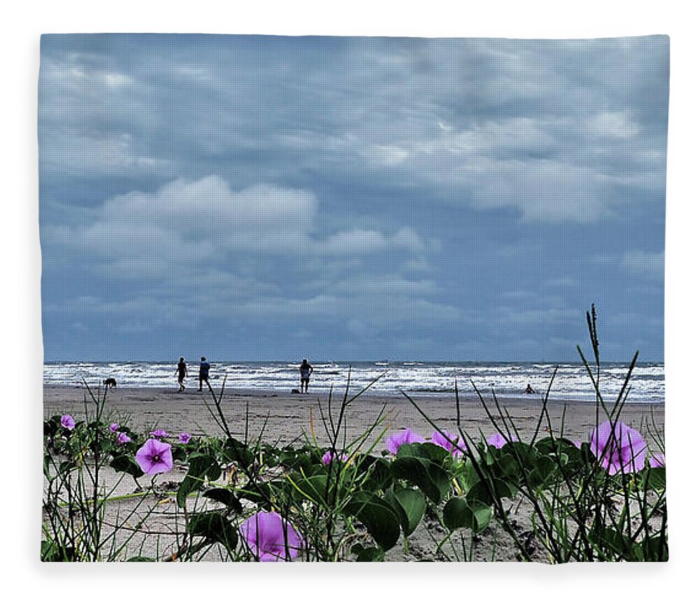 Beach Fleece Blanket featuring the photograph Galveston Beach by Jerry Connally
