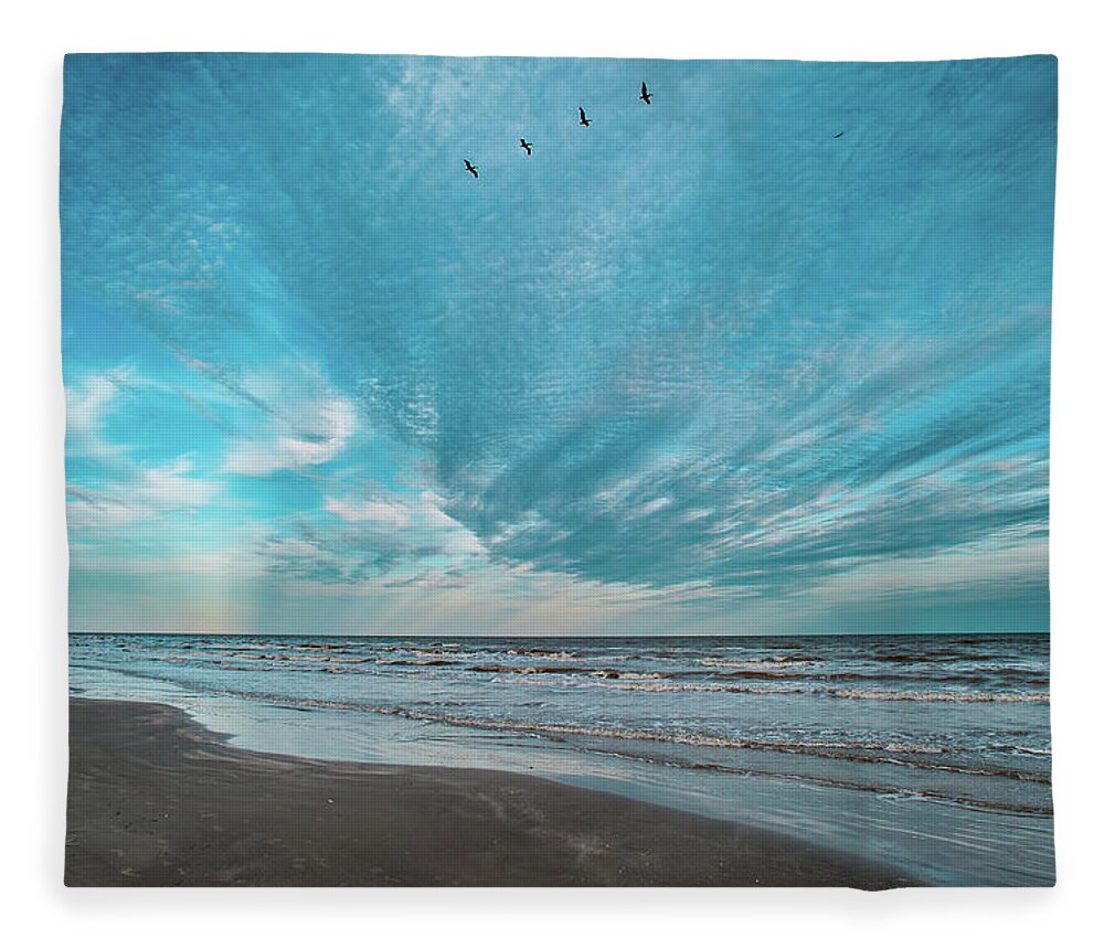 Galveston Island State Park Fleece Blanket featuring the photograph Galveston Island First Light by Jeff Phillippi