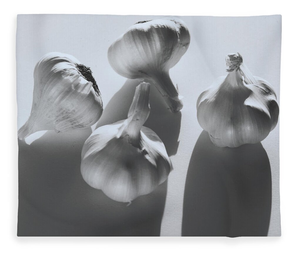 White Background Fleece Blanket featuring the photograph Garlic Bulbs by Henri Silberman