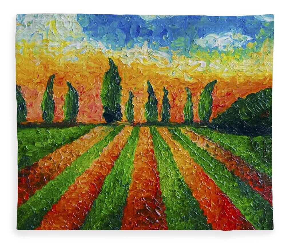 Country Fleece Blanket featuring the painting Gary's view by Chiara Magni