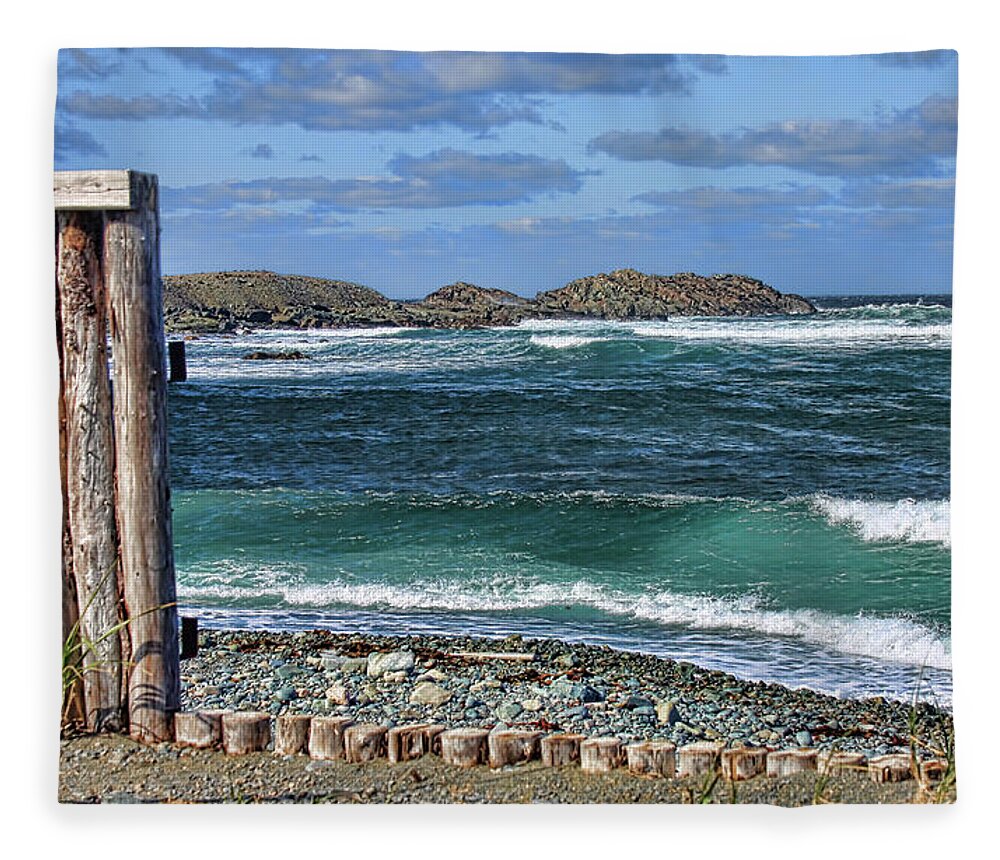 Cape Bonavista Fleece Blanket featuring the photograph Gate to the Sea in Cape Bonavista by Tatiana Travelways