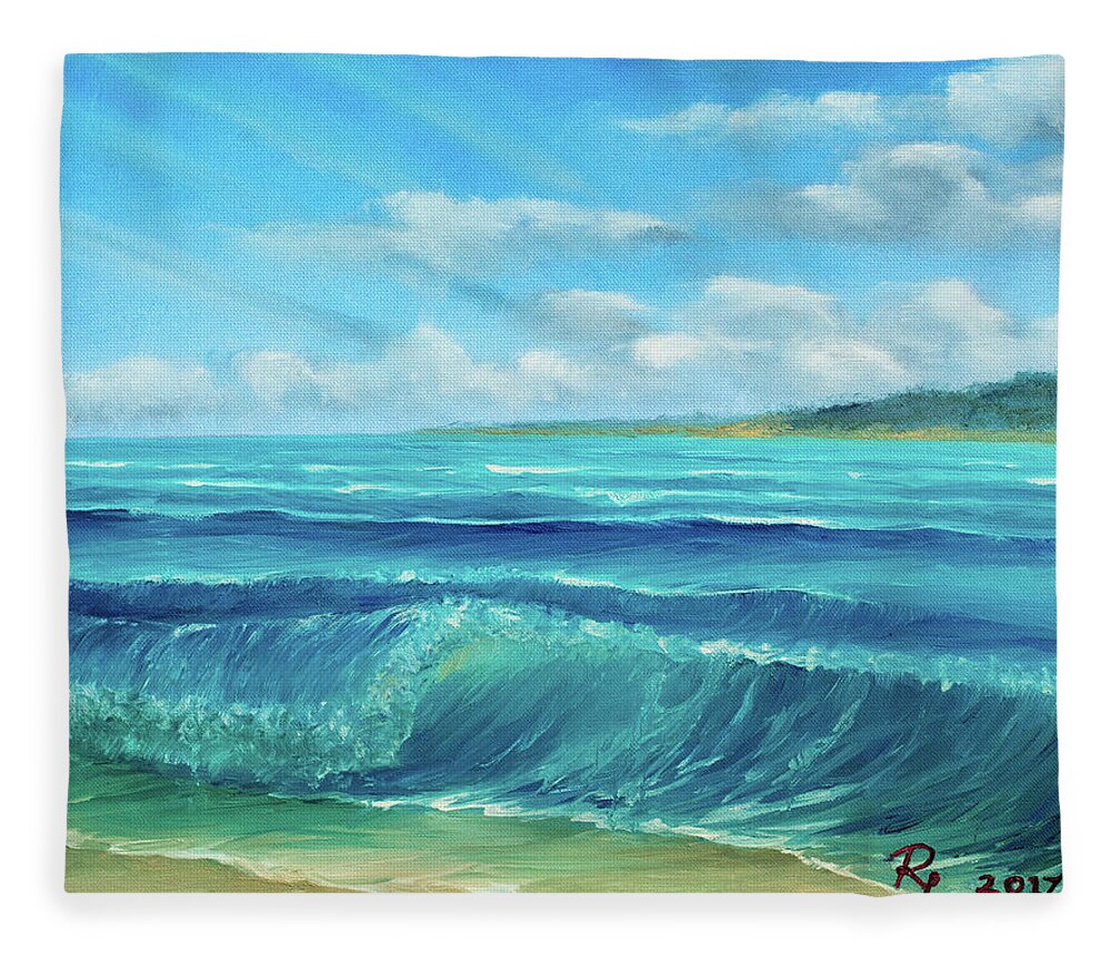 Beach Fleece Blanket featuring the painting Gentle Breeze by Renee Logan