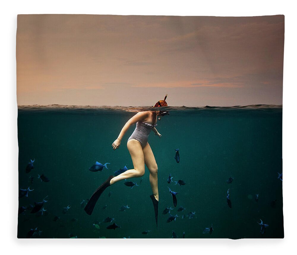 People Fleece Blanket featuring the photograph Girl Snorkelling by Rjw