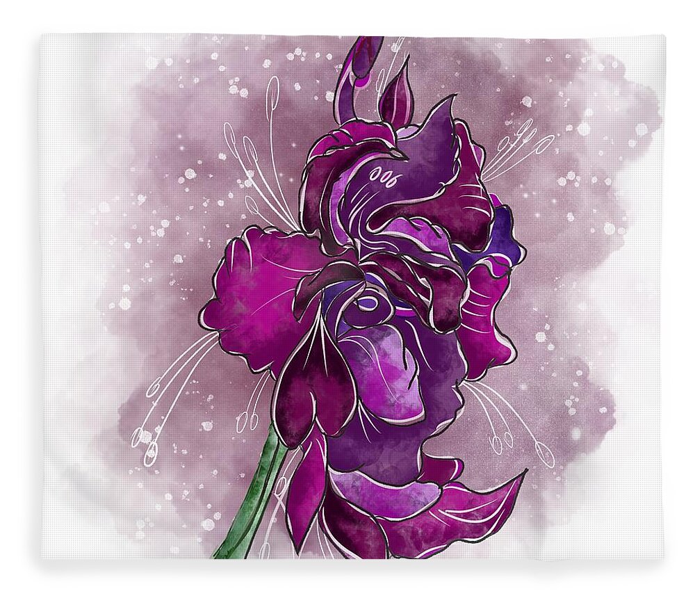 Gladiolus Fleece Blanket featuring the painting Gladiolus by Patricia Piotrak