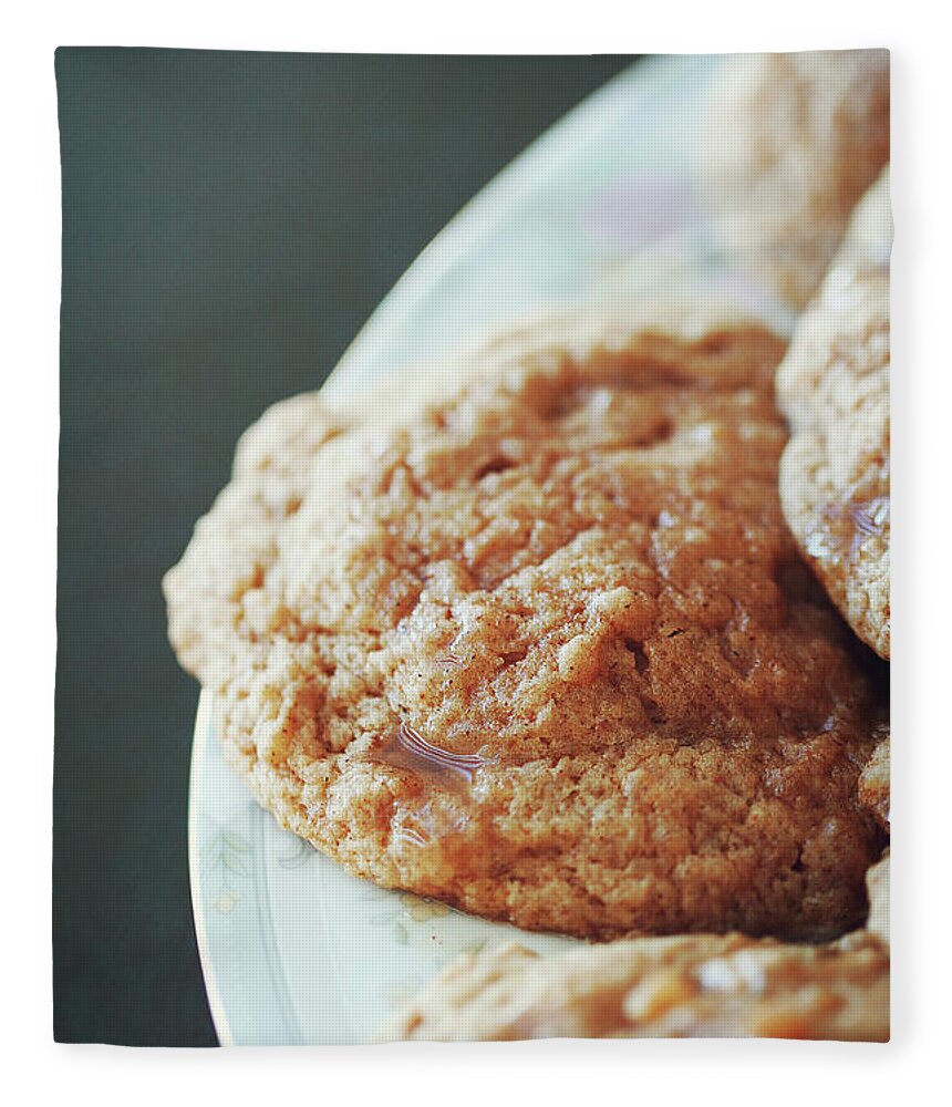 Black Background Fleece Blanket featuring the photograph Glazed Apple Cider Cookies by Image(s) By Sara Lynn Paige