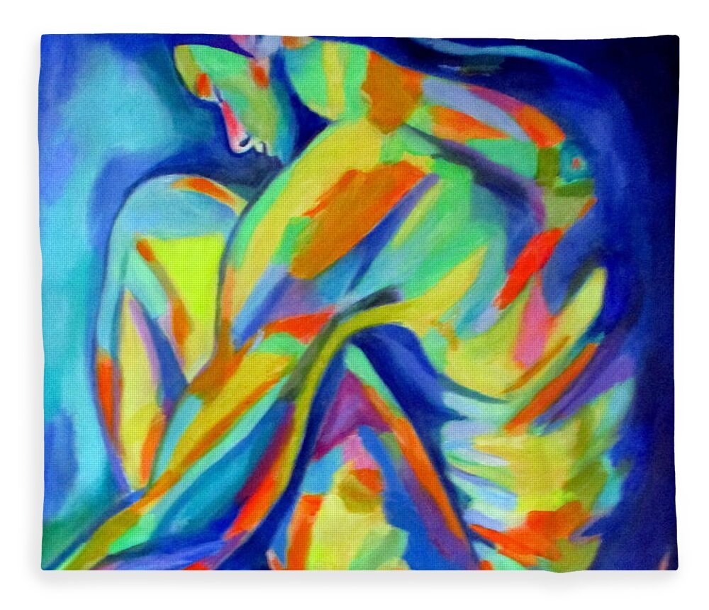 Nudes Paintings Fleece Blanket featuring the painting Glowing silent figure by Helena Wierzbicki