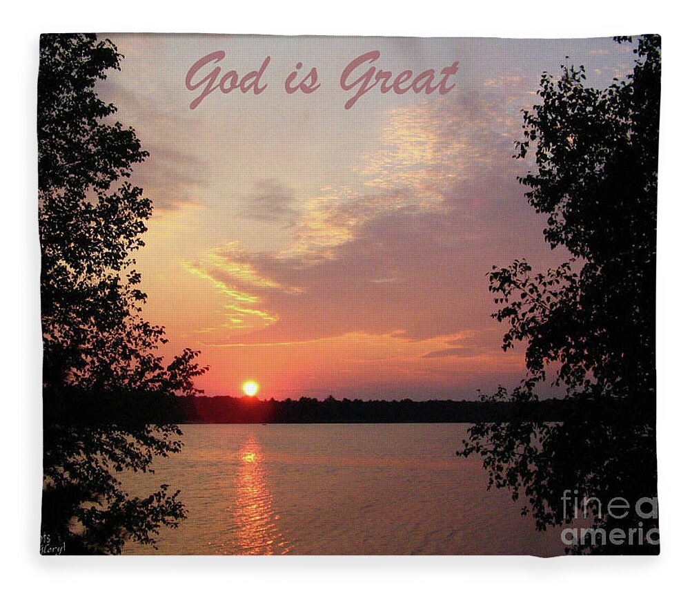  Fleece Blanket featuring the mixed media God is Great by Lori Tondini
