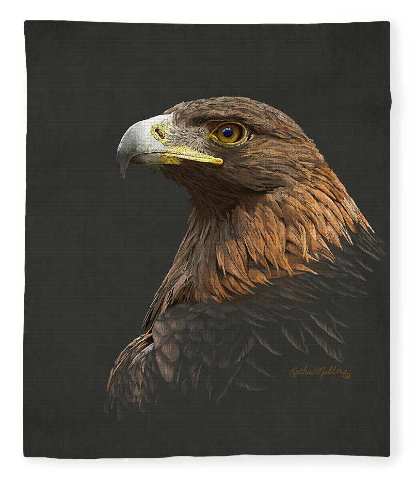 Eagle Fleece Blanket featuring the digital art Golden Eagle by Kathie Miller