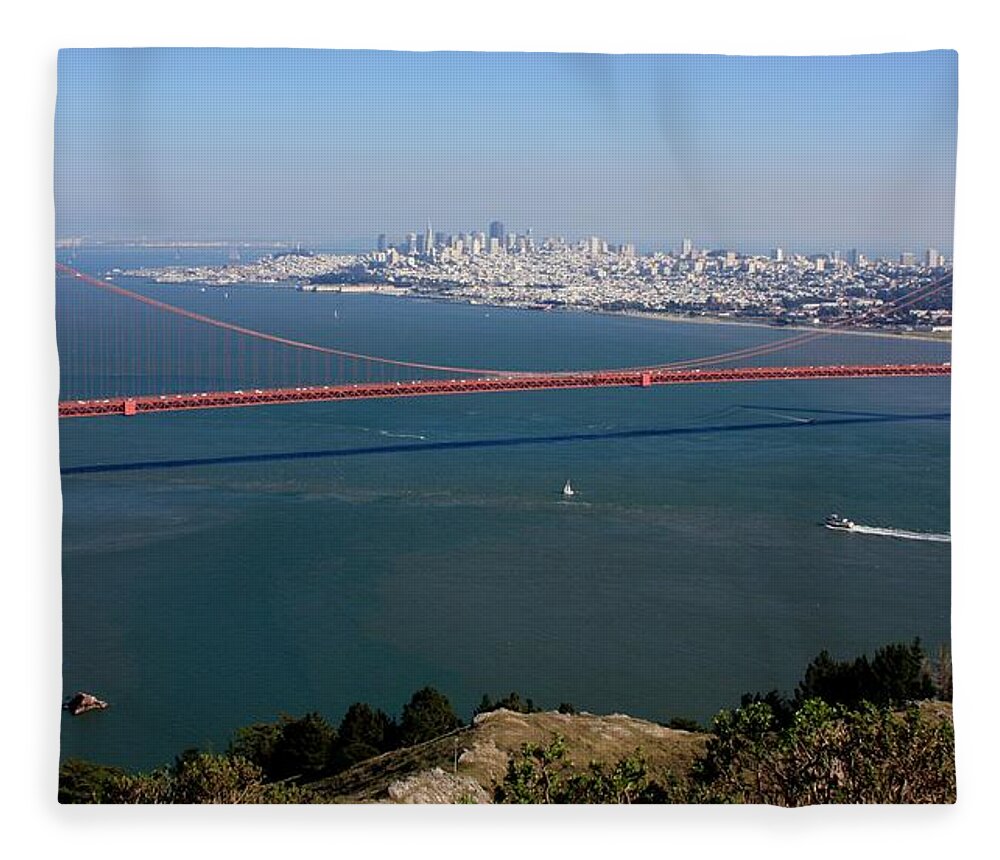 Scenics Fleece Blanket featuring the photograph Golden Gate Bidge And Bay by J.castro
