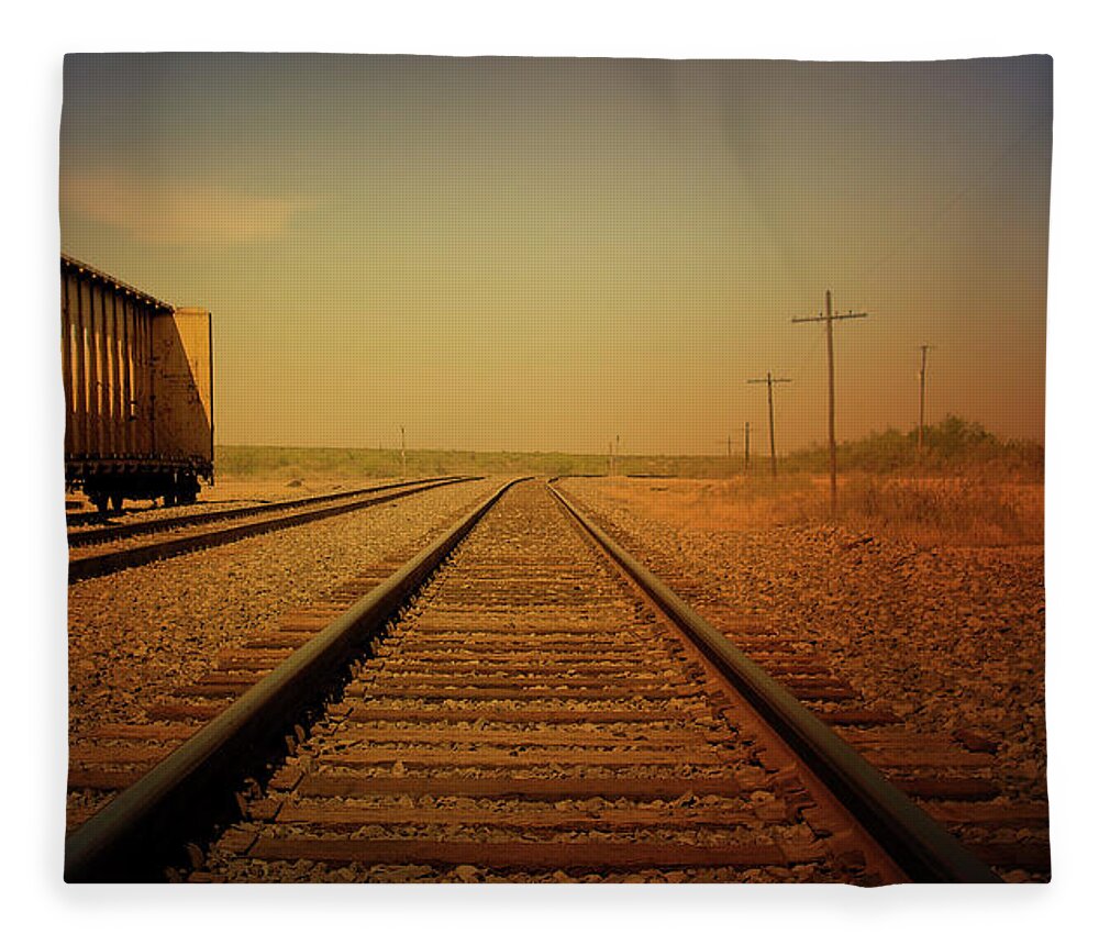Rail Transportation Fleece Blanket featuring the photograph Golden Hour by Steve Gregory Photography