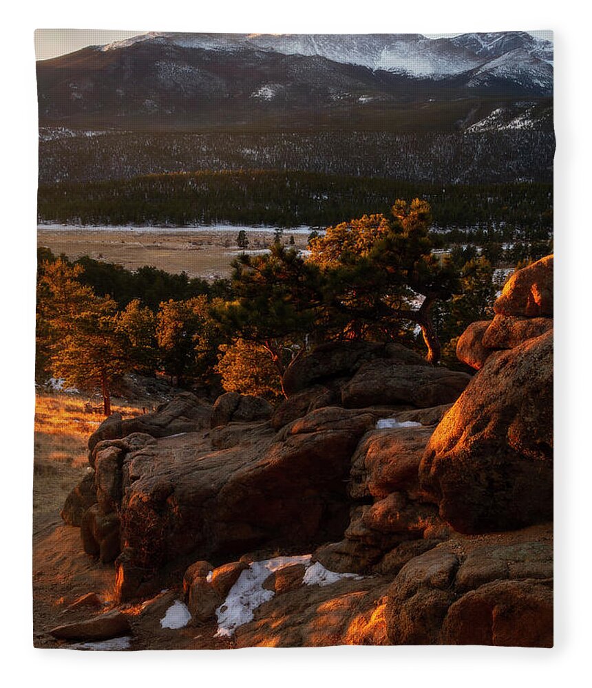 Rocky Mountain National Park Fleece Blanket featuring the photograph Golden Light in Rocky Mountain National Park by Ronda Kimbrow