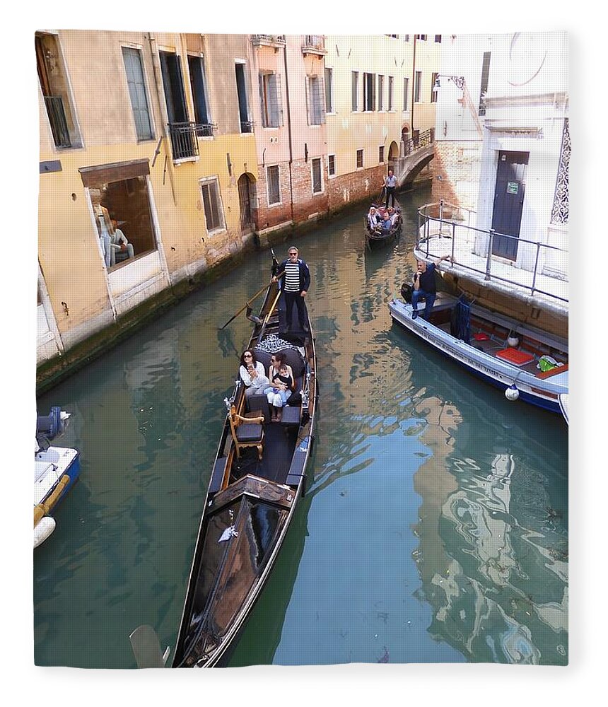 Venice Fleece Blanket featuring the photograph Gondolas by Nina-Rosa Dudy