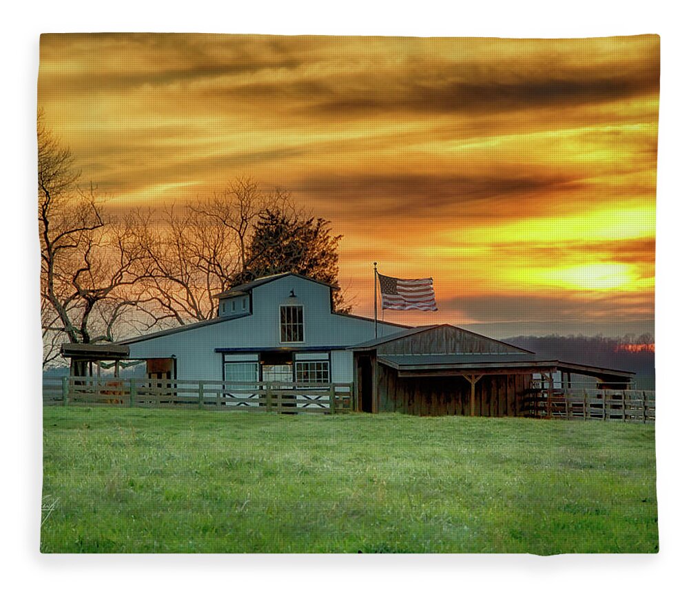 Sunset Fleece Blanket featuring the photograph Goodnight America by Michael Frank