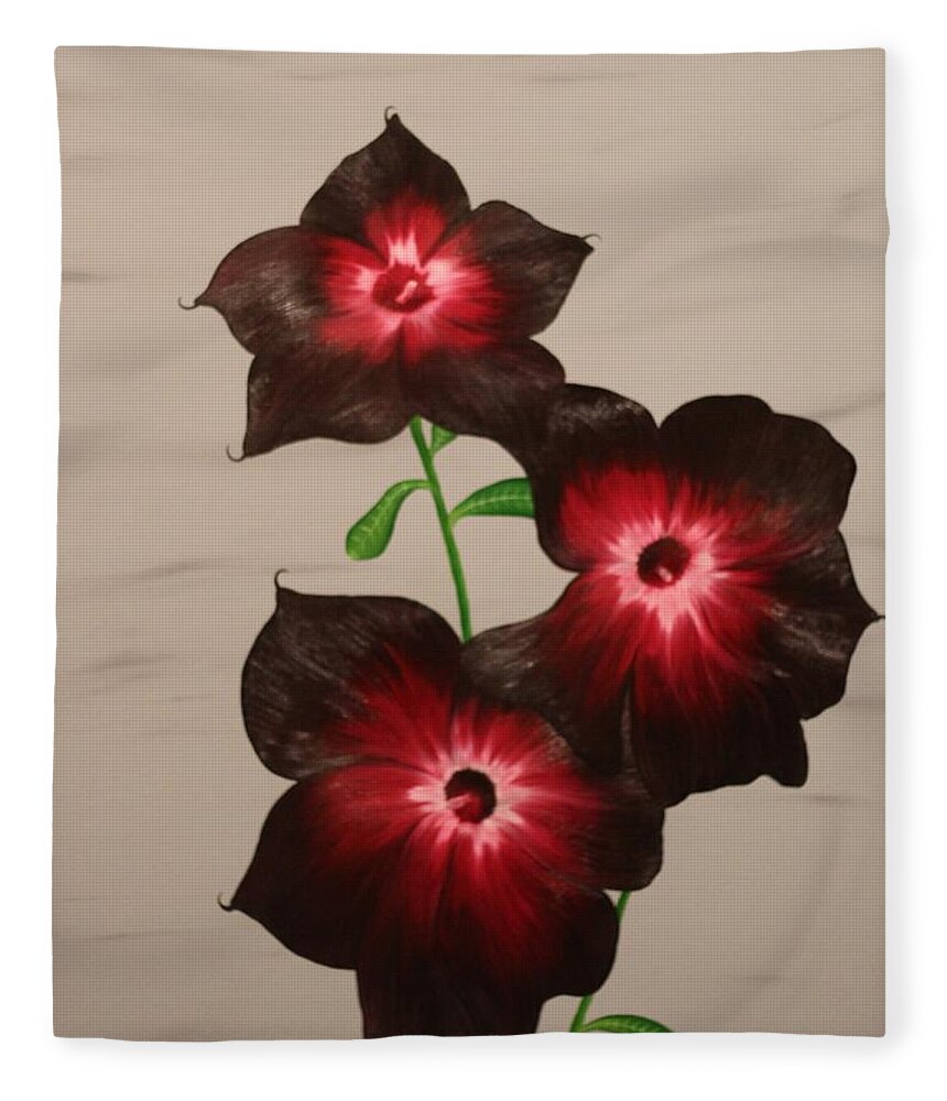 Flowers Fleece Blanket featuring the painting Goodnight Flower by Berlynn