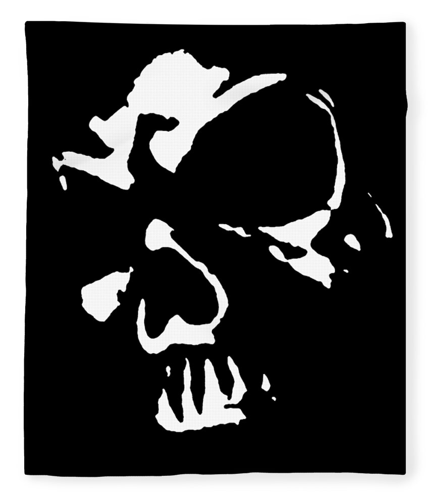 Skull Fleece Blanket featuring the digital art Goth Dark Skull Graphic by Roseanne Jones