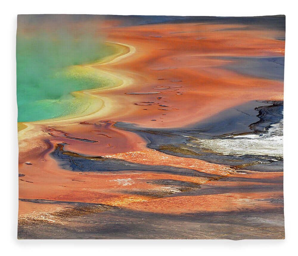 Geology Fleece Blanket featuring the photograph Grand Prismatic Spring Runoff by Photo By Mark Willocks