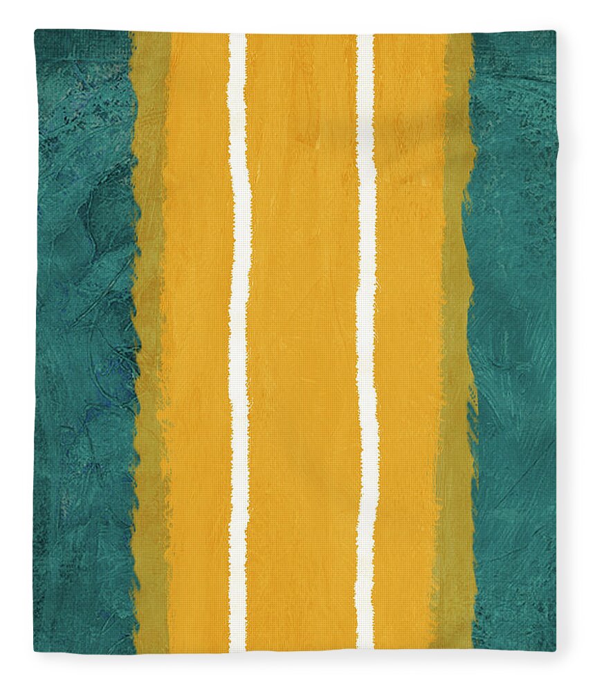 Abstract Fleece Blanket featuring the painting Green and Yellow Abstract Theme II by Naxart Studio