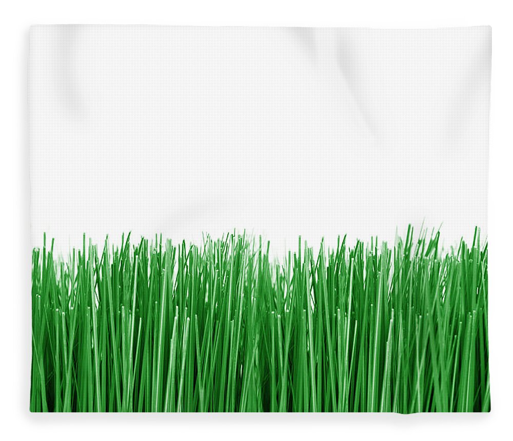 Scenics Fleece Blanket featuring the photograph Green Grass On White Background by Billnoll
