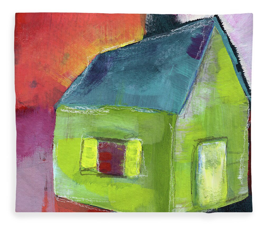 House Fleece Blanket featuring the painting Green House- Art by Linda Woods by Linda Woods