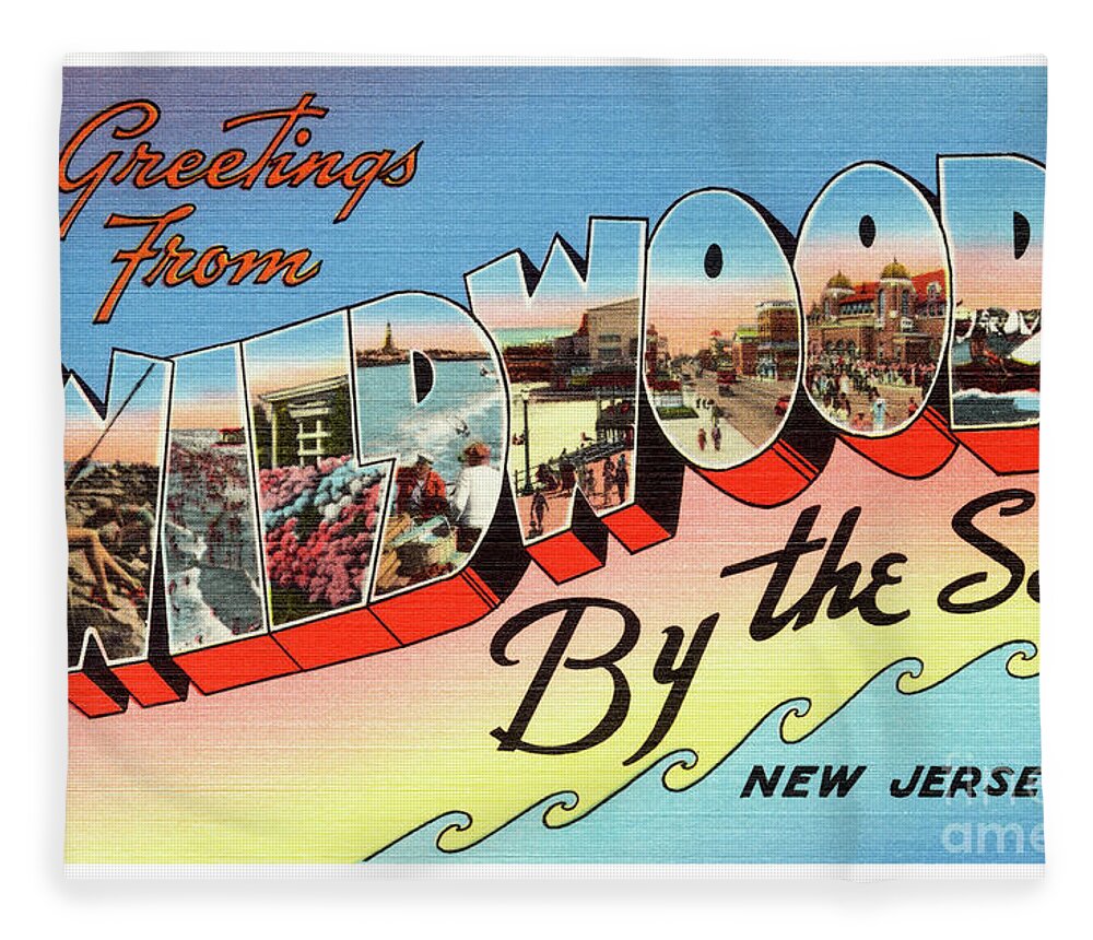 Lbi Fleece Blanket featuring the photograph Wildwood Greetings - Version 2 by Mark Miller