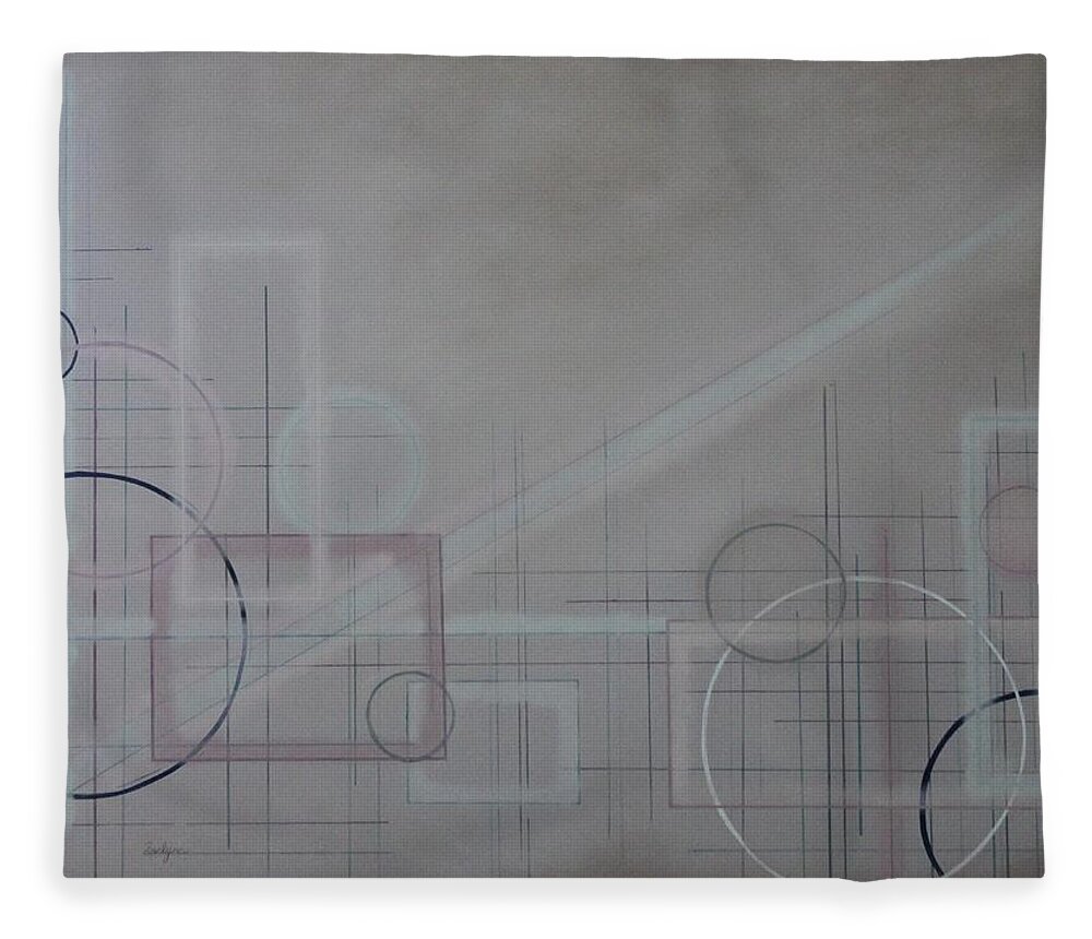 Geometric Fleece Blanket featuring the painting Grid by Berlynn