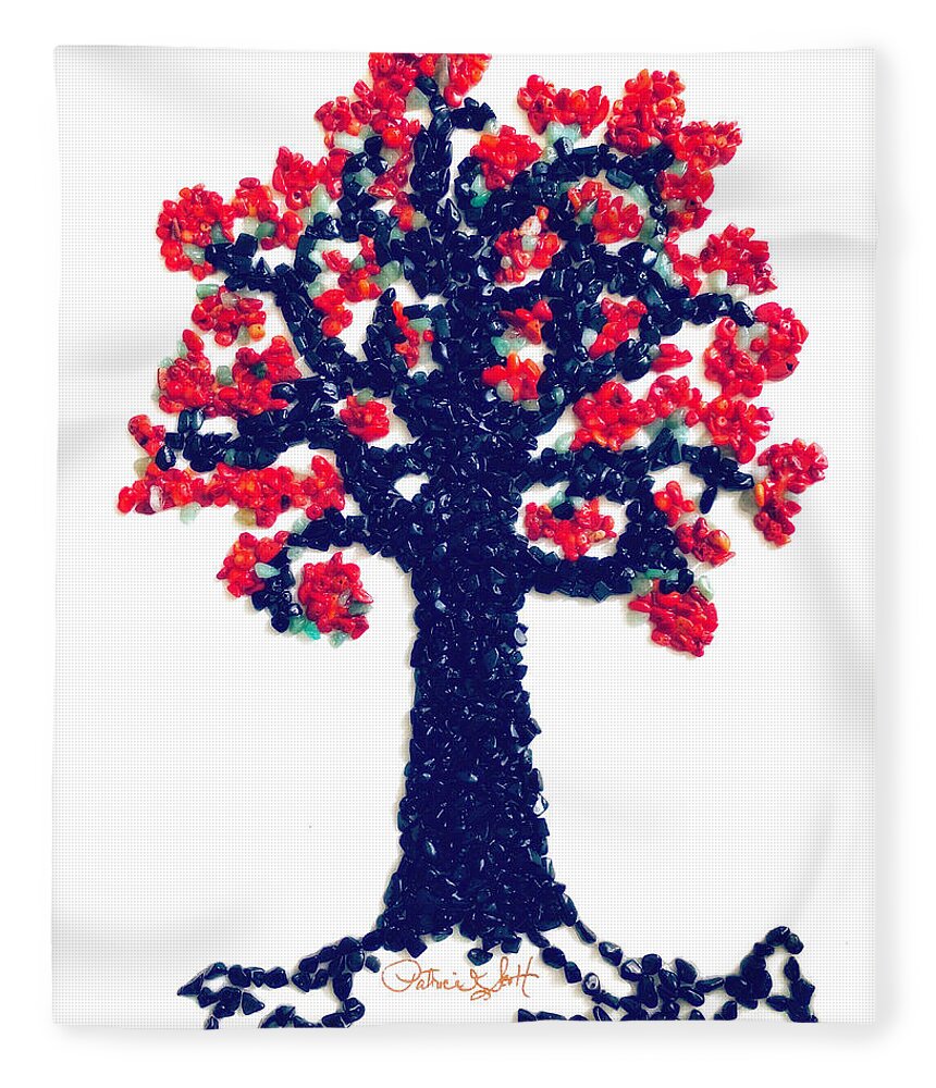 Tree Of Life Fleece Blanket featuring the mixed media Grounded by Patrice Scott