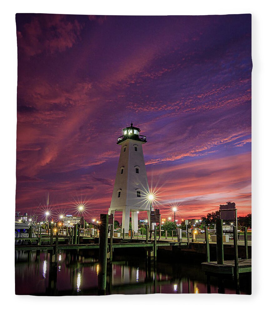 Lighthouse Fleece Blanket featuring the photograph Gulfport Lighthouse by JASawyer Imaging