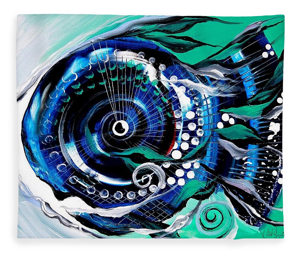 Fish Fleece Blanket featuring the painting Half-Smile, Break The Ice Fish by J Vincent Scarpace