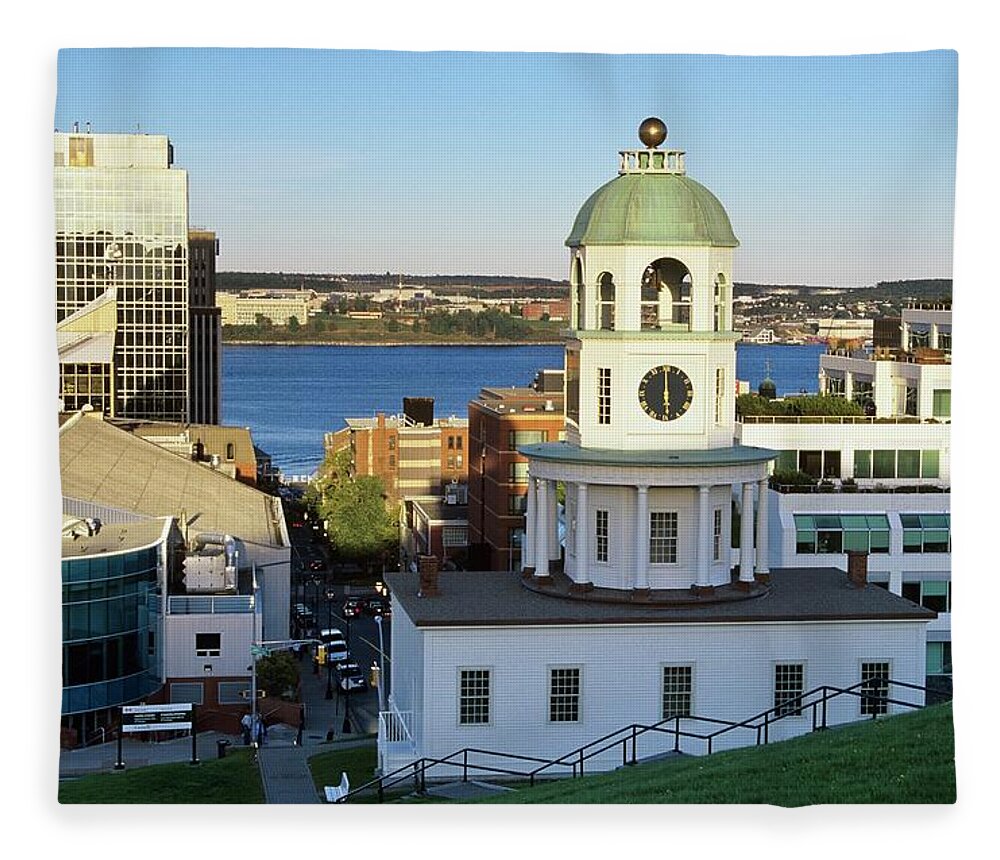Clock Tower Fleece Blanket featuring the photograph Halifax Clock Tower, Halifax, Nova by Bilderbuch  / Design Pics