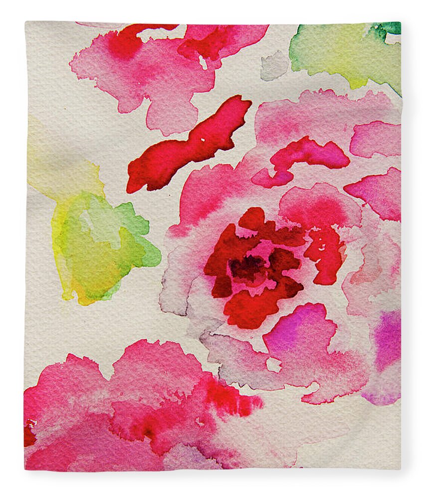 Watercolor Painting Fleece Blanket featuring the photograph Handpainted Watercolour Flowers by Kathy Collins