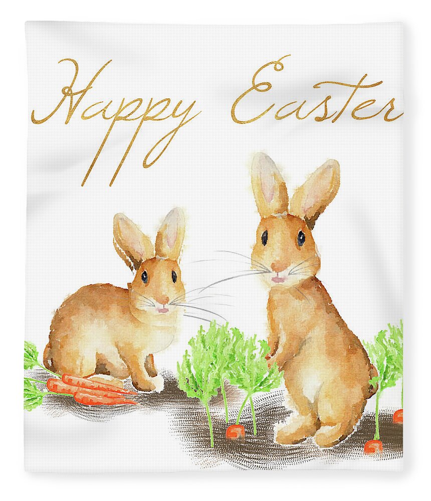Easter Eggs Happy Easter Day Flowers Hare Rabbits Spring Fleece Blanket 