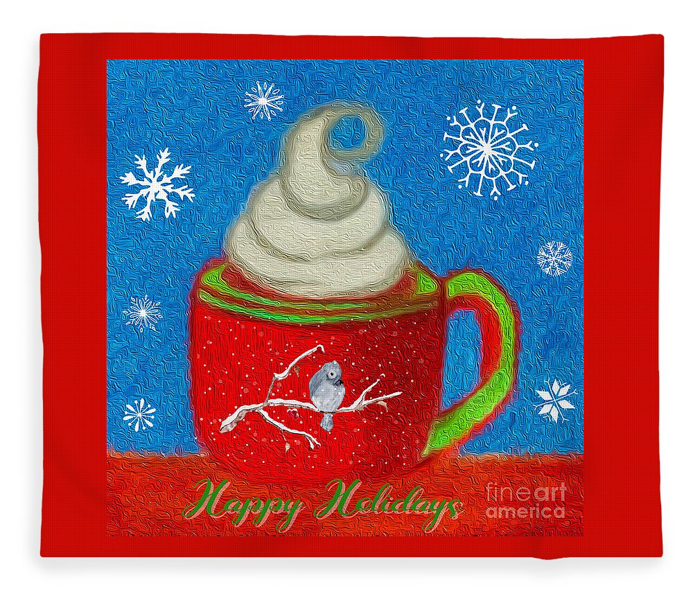 Happy Fleece Blanket featuring the mixed media Happy Holidays by MaryLee Parker