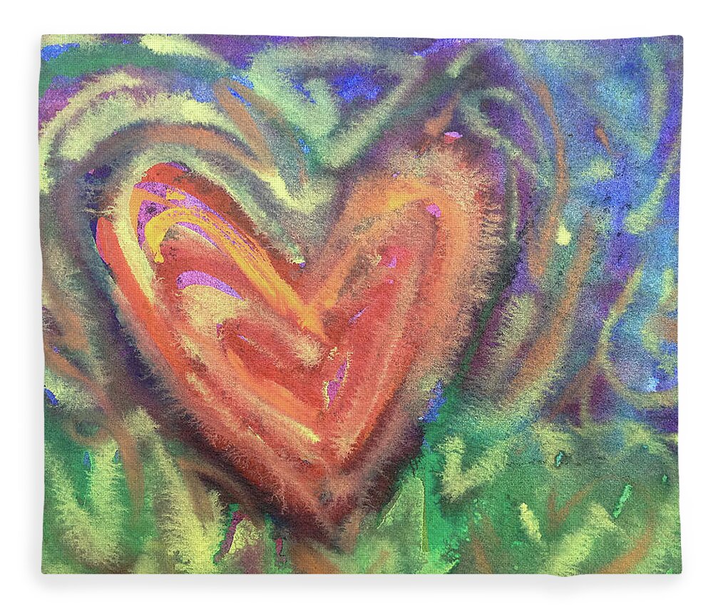Heart Fleece Blanket featuring the painting Heart in Motion by Kerima Swain