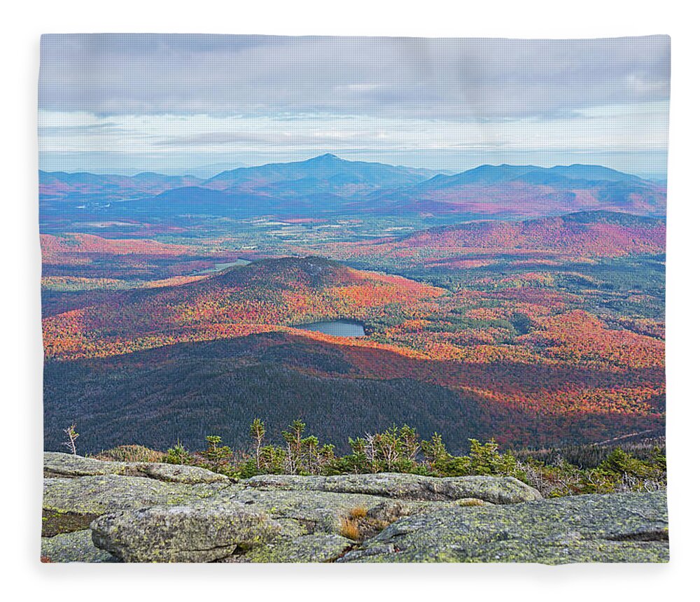 Adirondacks Fleece Blanket featuring the photograph Heart Lake and Whiteface Mountain as seen from the Summit of Wright Mountain Adirondacks by Toby McGuire